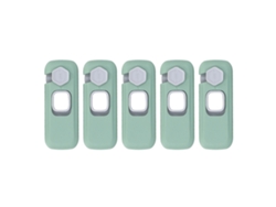 5 Cierres De Seguridad Para Niños Para Cajones De Refrigerador Con Adhesivo De Doble Protección, Color Verde.