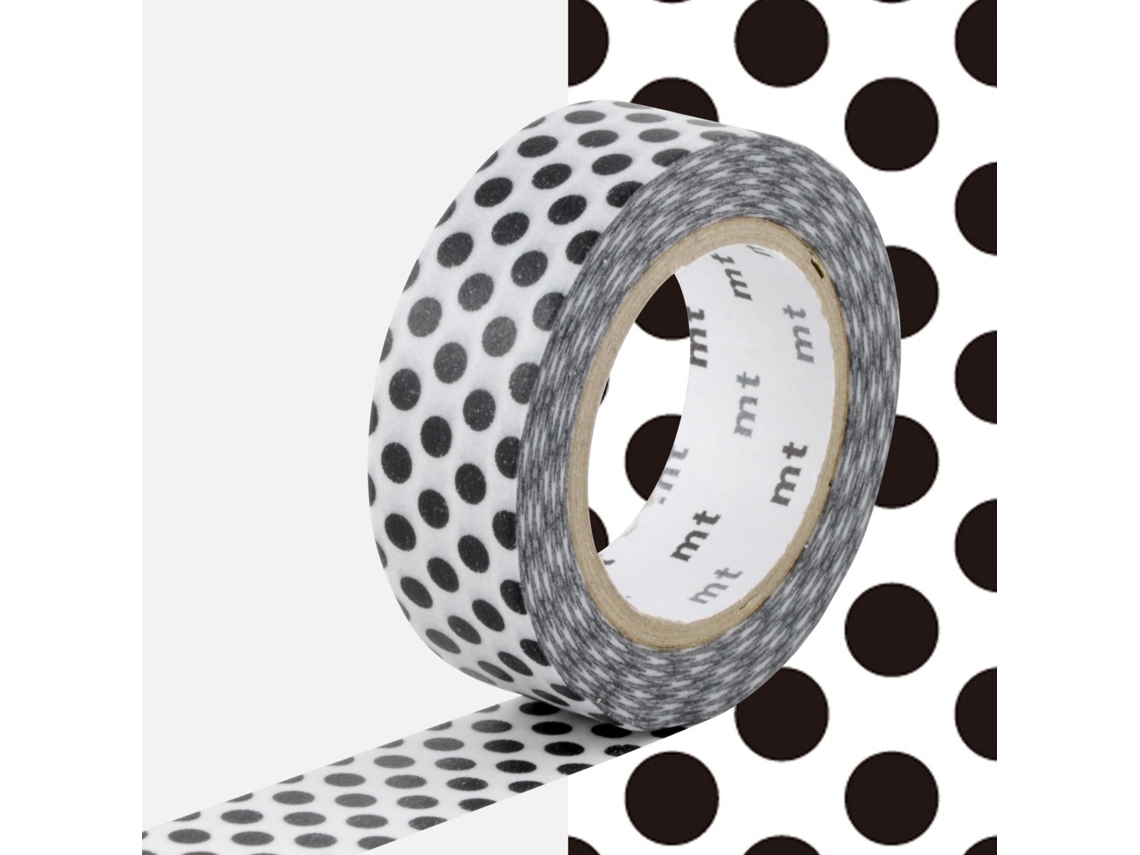 Cinta Adhesiva de Lunares Negros MASKING TAPE (1,5 cm X 7m)