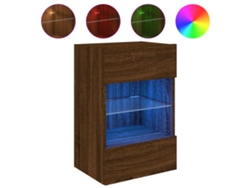 Maison Exclusive - Mueble De Tv De Pared Con Luces Led Roble Marrón 40x30x60,5 Cm