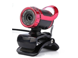 Cámara para computadora Yizhood con rotación de 360°, 1080p Full Hd. Micrófono integrado con enfoque manual para Windows/Android TV (rojo)