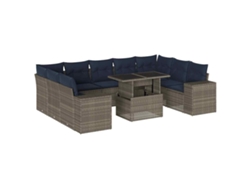Maison Exclusive - Conjunto De Sofá De Jardín De 10 Piezas Con Cojines, Poliratán Gris