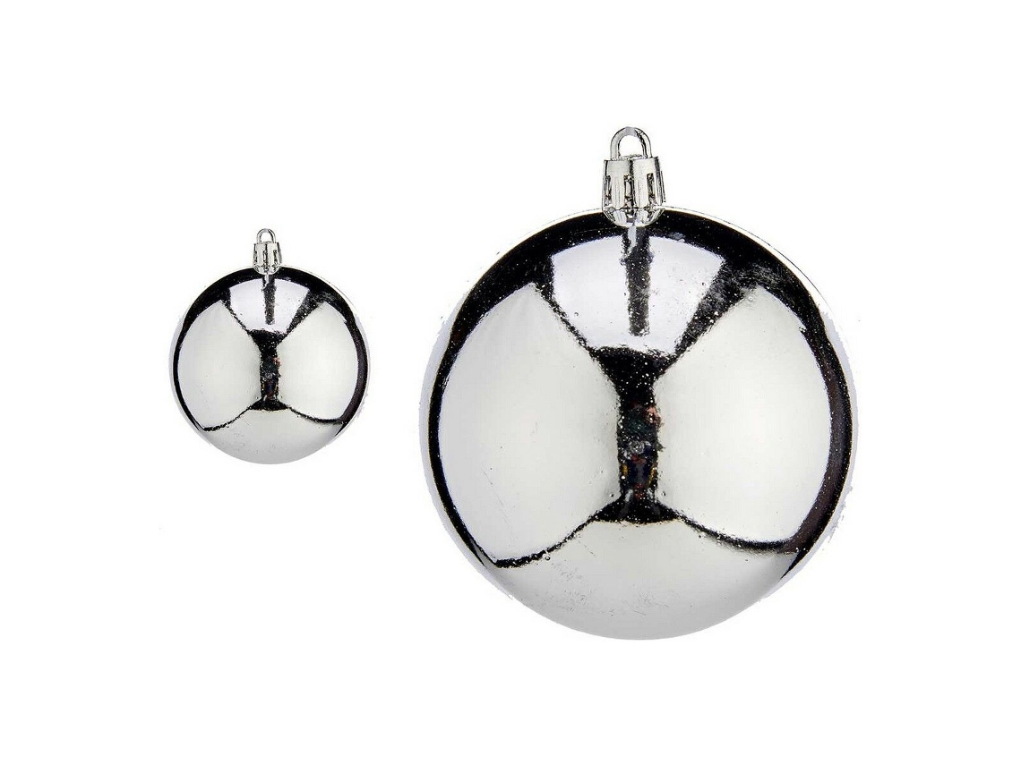 Bolas de Navidad 8 cm 16 Unidades Prateado Plástico