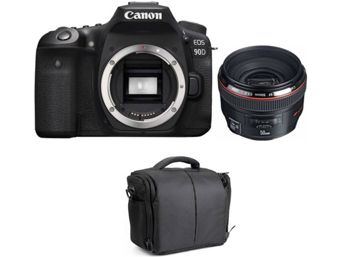 Kit Cámara Reflex CANON EOS 90D + EF 50mm f/1.2L USM + Bolsa (APS-C)