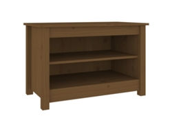 Banco zapatero de pino macizo, color marrón miel, EXCLUSIVO DE LA CASA (70 x 38 x 45,5 cm)