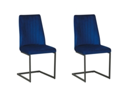 Cadeiras cantiléver com encosto alto BELIANI Lavonia de Veludo Azul 47x50x95