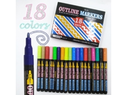 Caneta De Contorno De Duas Linhas 18 Cores Impermeável Piscante Para Artes E Manuais