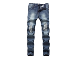 Pantalones Vaqueros Hombre Talla 26-42 Elásticos Rotos Casual Clásico Negro Verano 2023 42 Azul