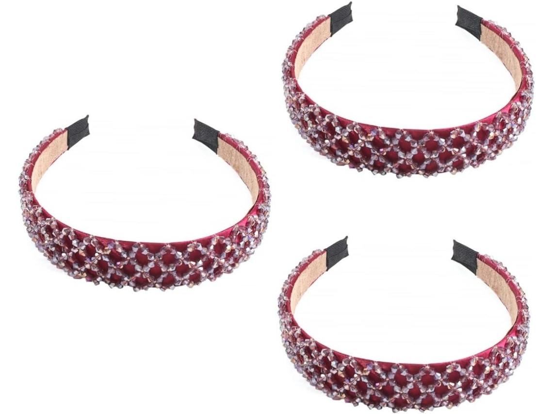 Conjunto De 3 Faixas De Cabelo Femininas Com Cristais, Estilo Scrunchie, Para Cabelo Casual Ou Com Detalhes Em Arco.