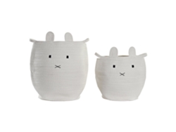 Set 2 Cesta Ropa Algodon Blanco 35x35x49cm