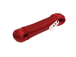 Cable de secado resistente de por vida de 20 m con ganchos para secar la ropa, libre de A/R, color rojo.
