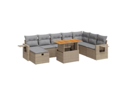 Conjunto 9 sofás jardín y cojines VIDAXL ratán sintético acacia beige