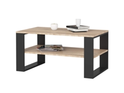Mesa De Centro Alex Roble Sonoma 92 Cm Con Patas En Color Negro 92x53x45 Cm
