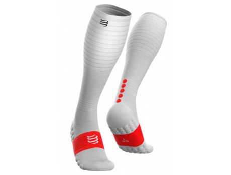 Calcetines para Hombre COMPRESSPORT Full Run Blanco para Montaña (EU 39 - 41)