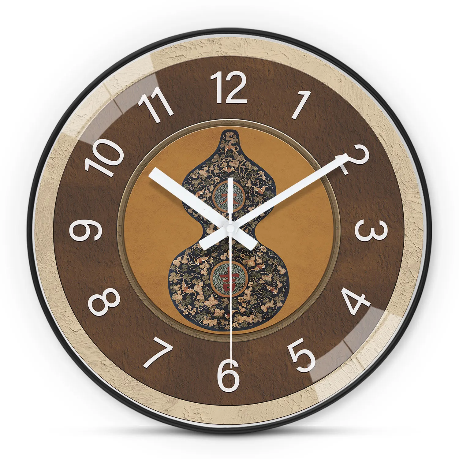 Reloj De Pared De Plástico Marrón De 8 Pulgadas, Reloj De Pared Silencioso Con Temática De Paisaje, Alimentado Por Pilas Aa.