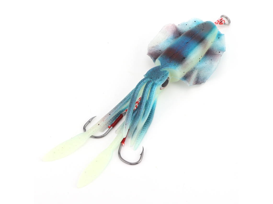 Danu26-señuelo Suave De Calamar Luminoso Uv Con Anzuelo Simulación De Pulpo Para Pesca De Calamar Azul