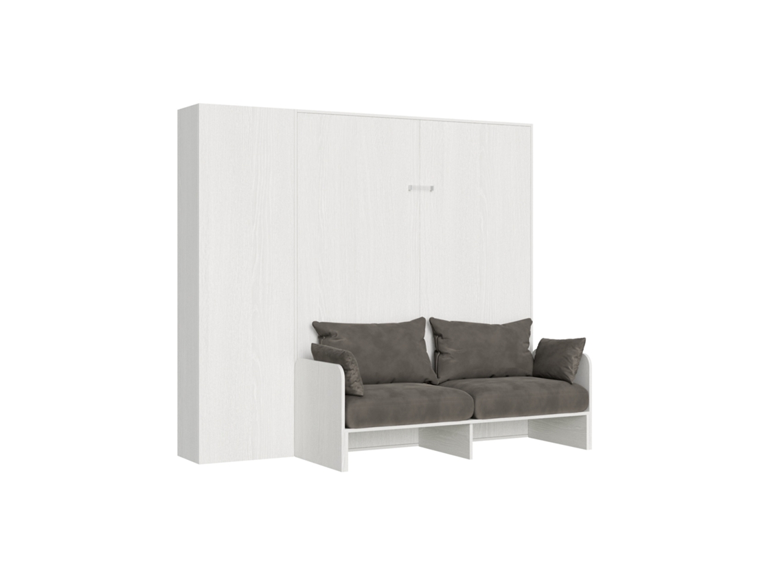 Cama de Matrimonio Sofá Kentaro Fresno Columna Izquierda ITAMOBY Blanco (220x100x123cm)