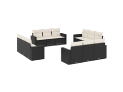 Maison Exclusive - Set De Sofás De Jardín 12 Piezas Cojines Ratán Sintético Negro