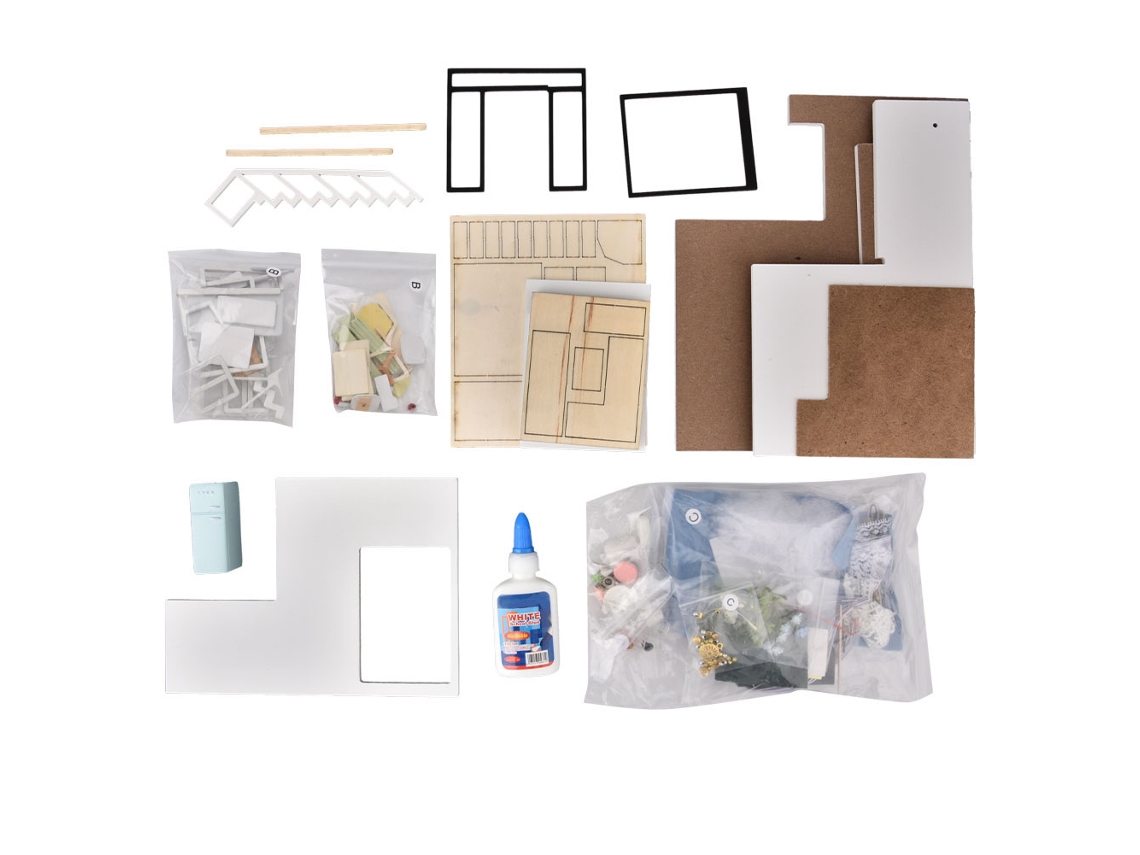 Ats-kit De Casa De Muñecas Moderna En Madera Diy, Miniatsura Para Armar, Regalo De Juguete