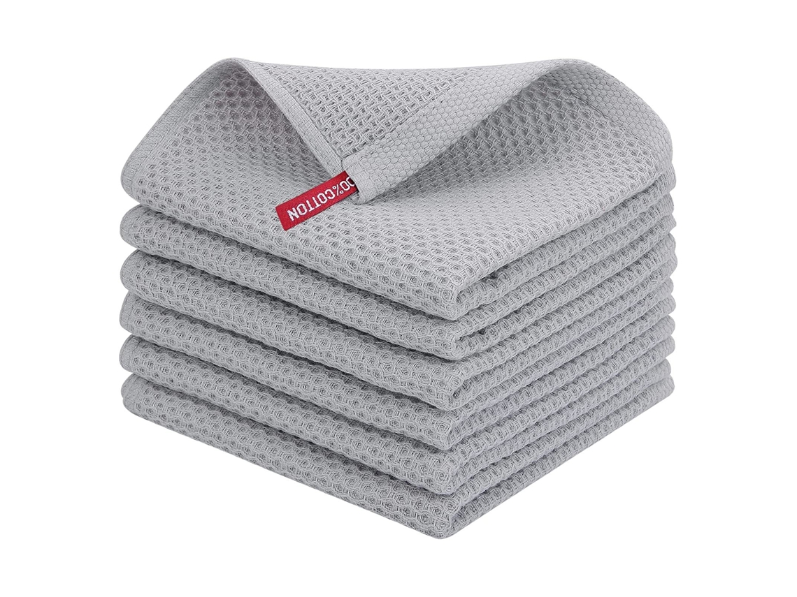 Conjunto de Paños de Cocina QTTVBTNA Paños Súper Absorbentes Secado Gris - 6pcs (19x19x11)