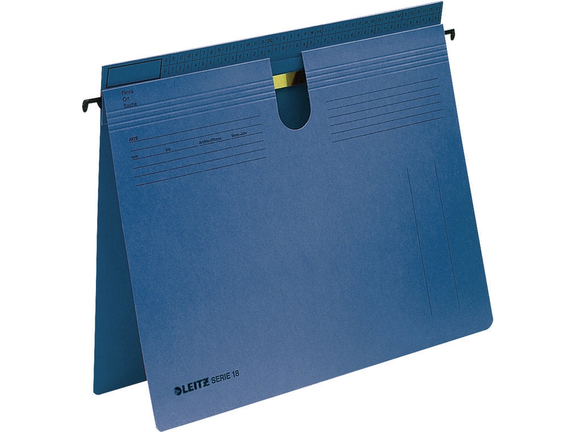 Archivadores colgantes Leitz Serie 18, cartón Manila 250 g/m², azul. Para el mercado D/L/A/Ch 50 piezas. Esselte Leitz (1814 00 35).