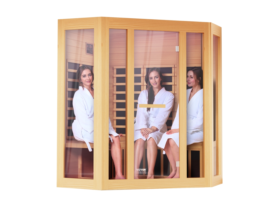 VEVOR Sauna de Infrarrojos Lejanos de Madera para 3 a 4 Personas Hogar 2470 W