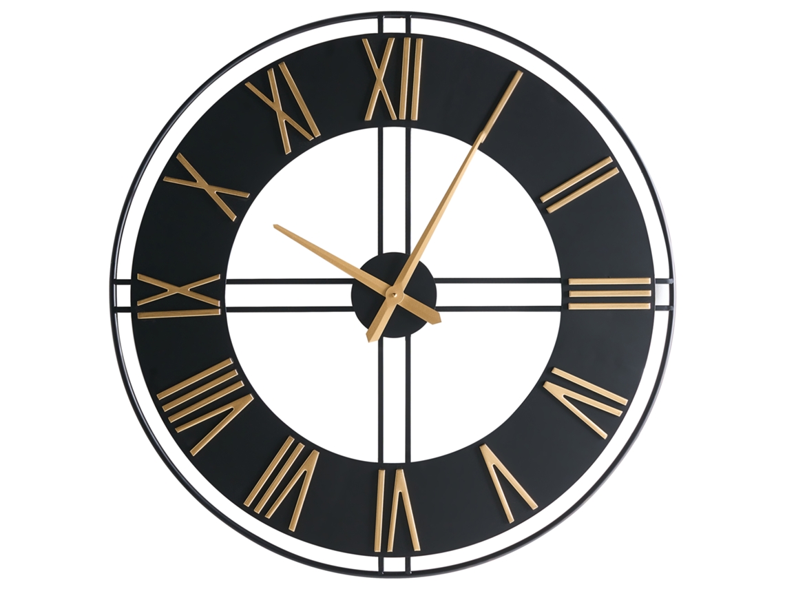 Reloj de pared Beliani Perigny de hierro negro 80x1x80