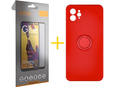 Carcasa + Protector de Pantalla para iPhone 11 Pro Max ACCETEL Rojo