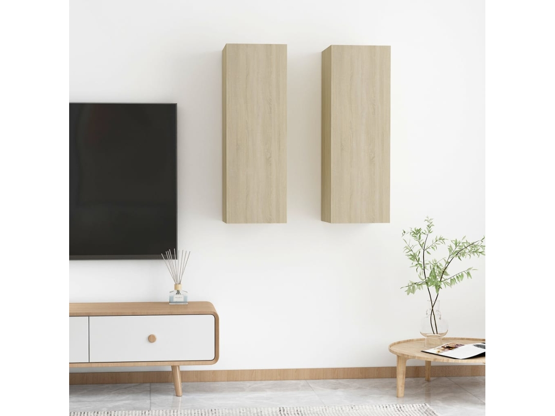 Estantería/Muebles de TV 2 Pzs 30,5X30X90 Cm Contrachapado Roble Sonoma