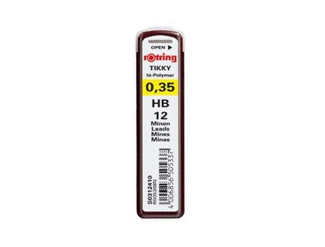 Minas Rotring Grafite 0,35 Mm Hb Estojo de 12 Minas