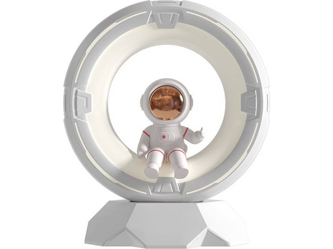 Lámpara de noche con diseño de astronauta, luz fría y cálida de 12 niveles, recargable y regulable (blanca)