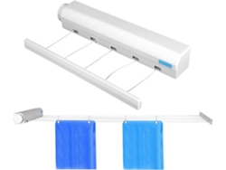 Tendedero de pared ajustable, soporte plegable para secado y almacenamiento, plástico, blanco Tommy01