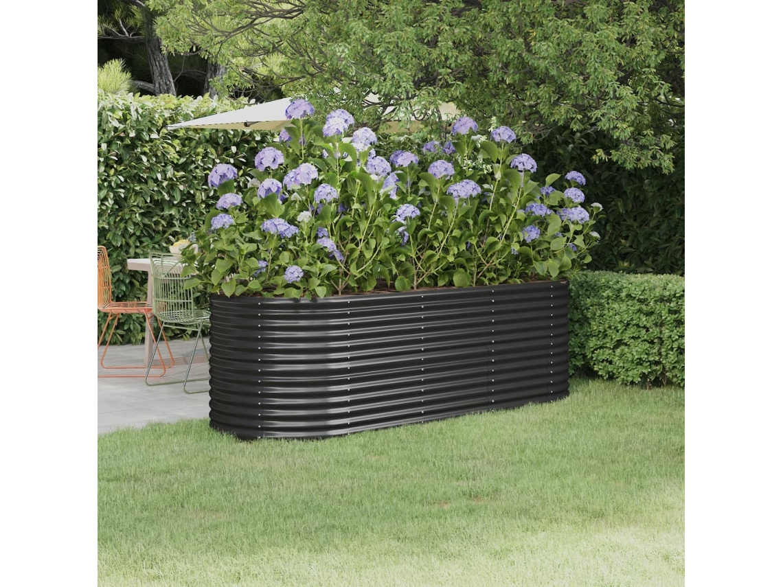 Jardín Elevado/Plantador de Acero con Revestimiento en Polvo Antracita 224X80X68 cm