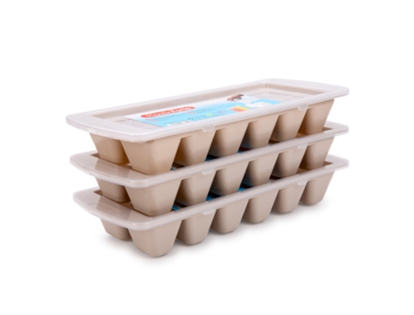 PLASTIC FORTE Classic Lote de 3 Bandejas Cubiteras Apilables Con Tapa Marrón