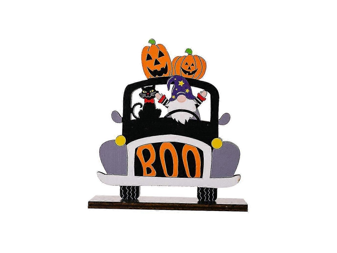 Exquisitos adornos de madera para Halloween, adornos de mesa para Halloween, decoraciones de Halloween, camiones de gnomos. Ly Ebike
