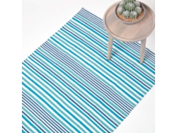 Homescapes Modern Blue Scandinavian Style Striped Cotton Rug, 150 X 240 Cm