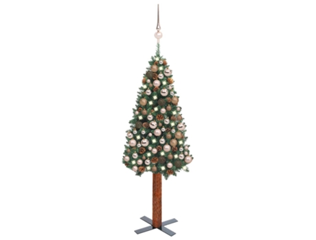 Árbol de Navidad VIDAXL delgado con luces y bolas verde (150 cm)