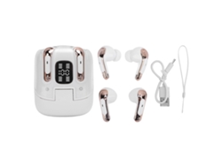2 Pares Fones Ouvido Bluetooth 5.4 Sem Fio Tela Led Baixa Latência Conexão Independente Branco