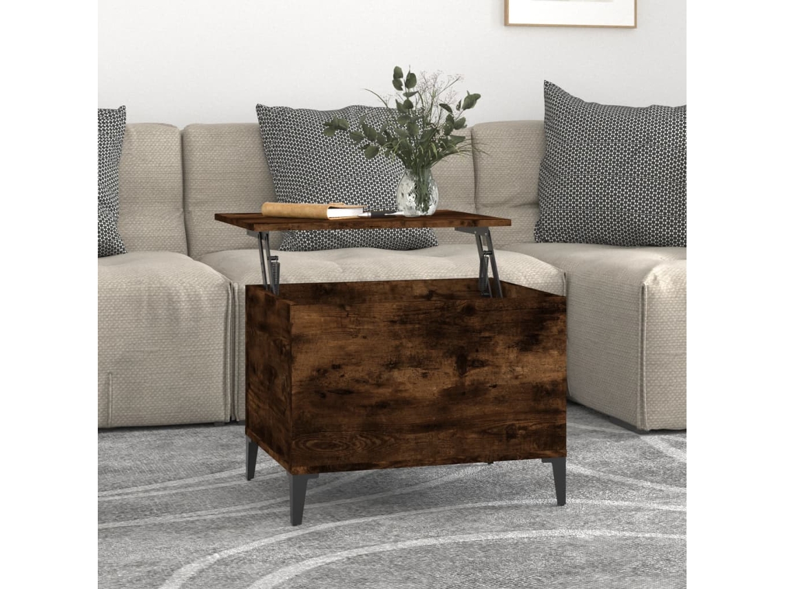 Mesa de Centro de Apoyo 60X44,5X45 Cm Derivados Madera Roble Ahumado