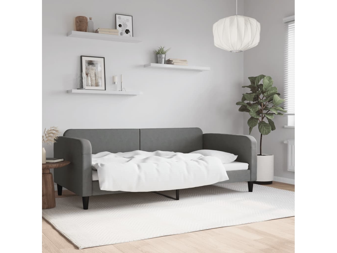 Sofá Cama Sin Colchón Tela Gris Oscuro 100x200 Cm