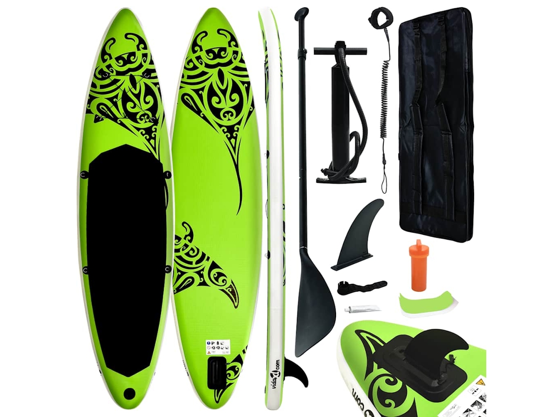 Tabla de paddle surf VIDAXL Verde PVC ( 305x76x15 cm)