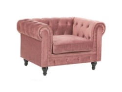 Sillón BELIANI Chesterfield de Terciopelo Rosa 110x75x70
