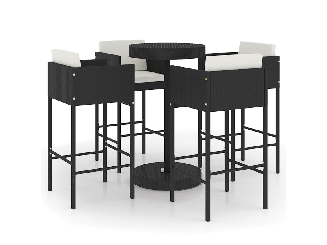 Maison Exclusive - Set De Bar Para Jardín 5 Pzas Y Cojines Ratán Sintético Negro