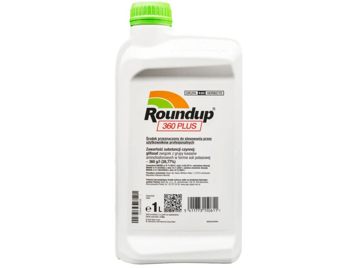 ROUNDUP 360 Pesticida concentrado para jardín, 1 litro, para el control de malezas