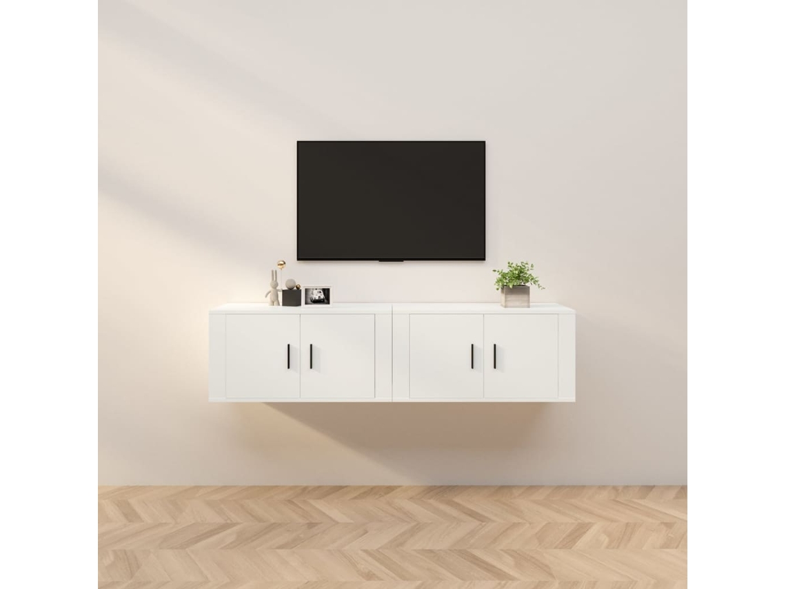 Estantería/Muebles de TV de Pared 2 Pzs 80X34,5X40 Cm Blanco