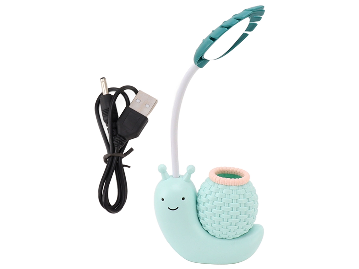 Rebe-lámpara Led De Protección Ocular Caracol Para Niños Lámpara De Mesa De Noche Con Portaminas Carga Usb Para Lectura Y Aprendizaje Azul