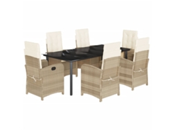 Maison Exclusive - Set Comedor De Jardín 7 Pzas Con Cojines Ratán Sintético Beige