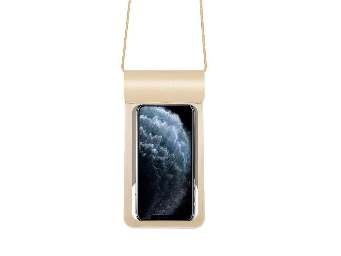 Funda impermeable de TPU para teléfono, ideal para nadar y bucear, fabricada en piel sintética. Tamaño extragrande, chapada en oro.
