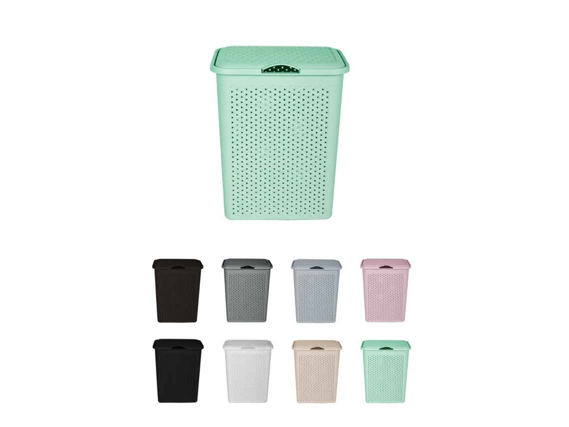 Cesto Para La Colada 38l De Plástico Con Asas - Cubo Ropa Sucia Con Tapa  49 X 39 X 30 Cm Verde 38 Litros