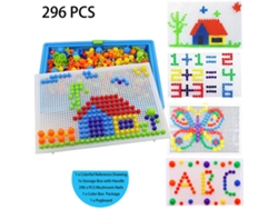 Conjunto De Quebra-cabeça De Pinos De Cogumelo Colorido 296pcs Para Crianças 4-10 Anos Com Tábua E Armazenamento