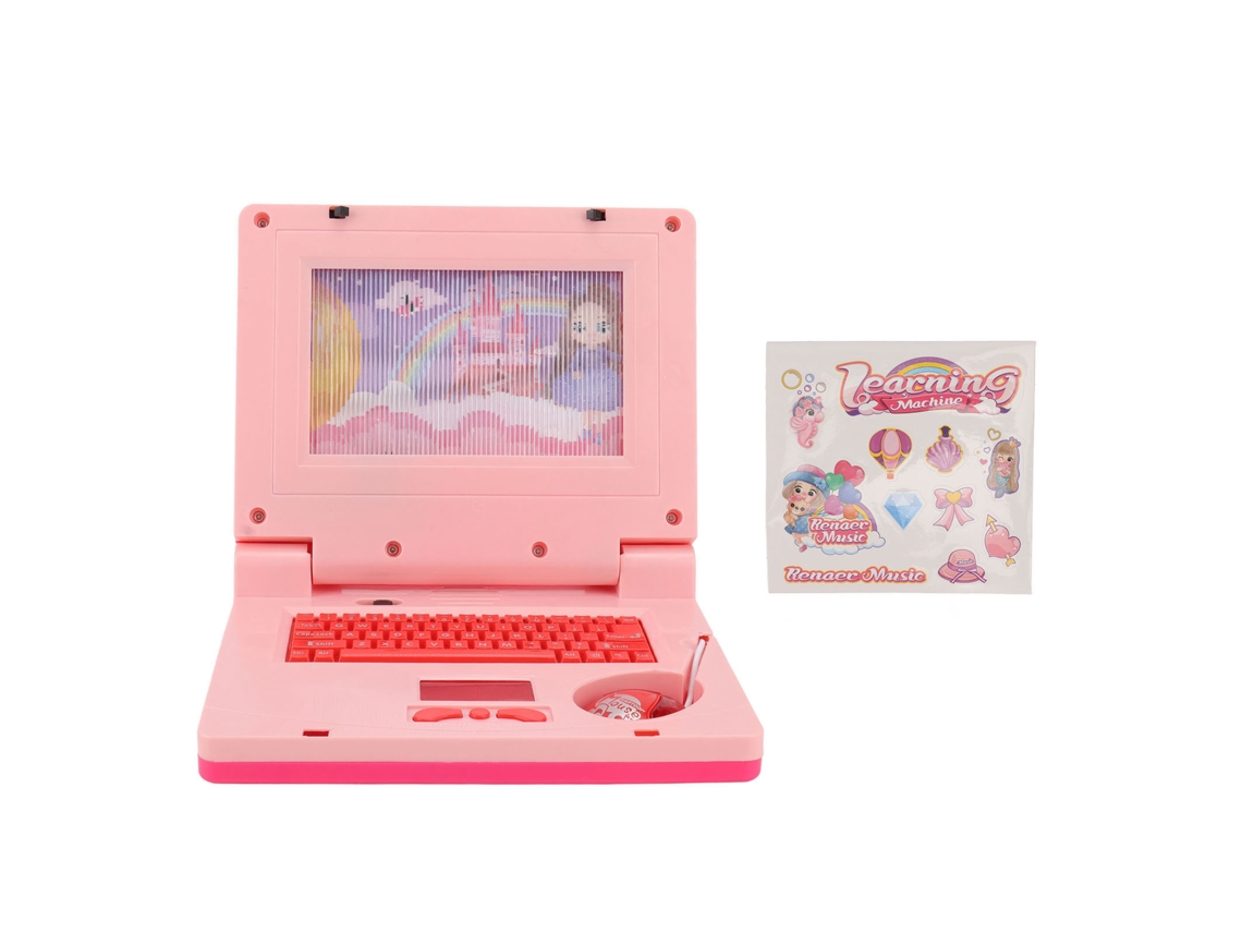 Ats-ordenador Educatsivo Para Niños Con Led Y Música Juguete De Simulación De Computadora Para Desarrollo Cognitivo Rosa Ratsón No Retráctil